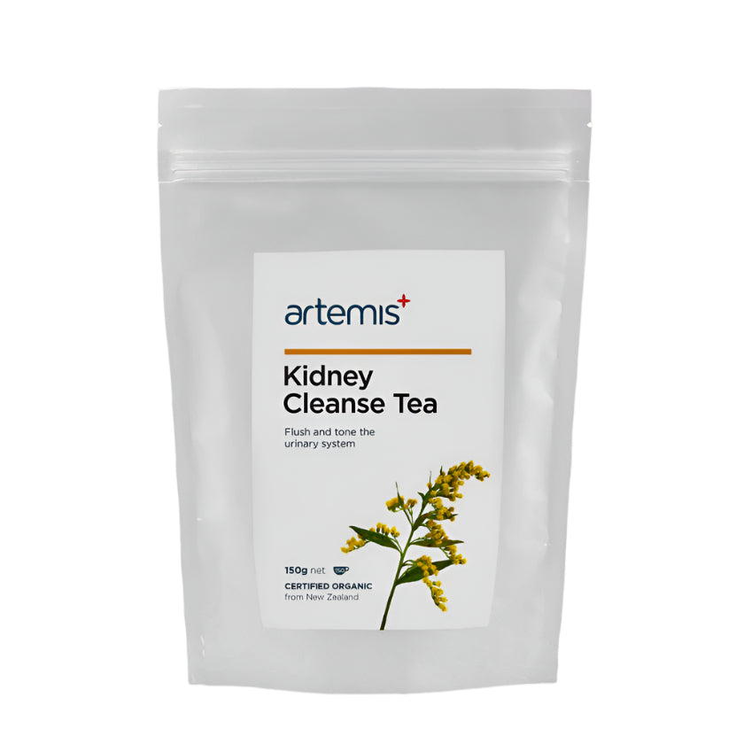 Package of Artemis Kidney Cleanse Tea on a white background