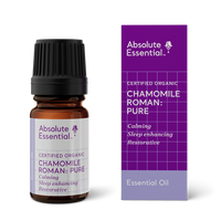 5ml Absolute Essential Chamomile Roman essential oil bottle and packaging on a white background